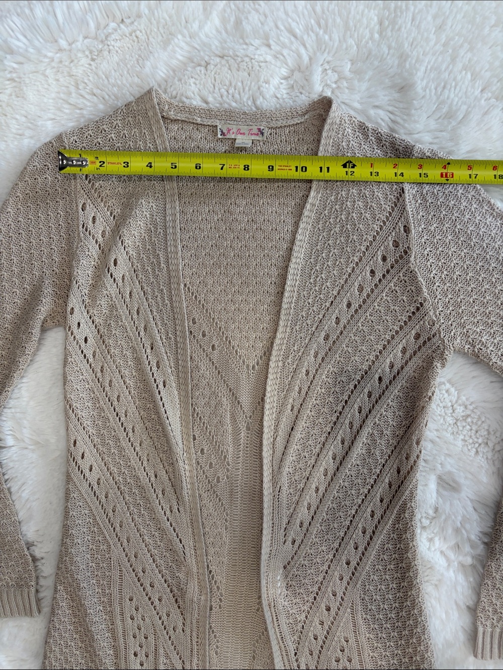 It’s Our Time,Size M,Women’s Cream Openfront Knit Cardigan Sweater - Picture 11 of 15